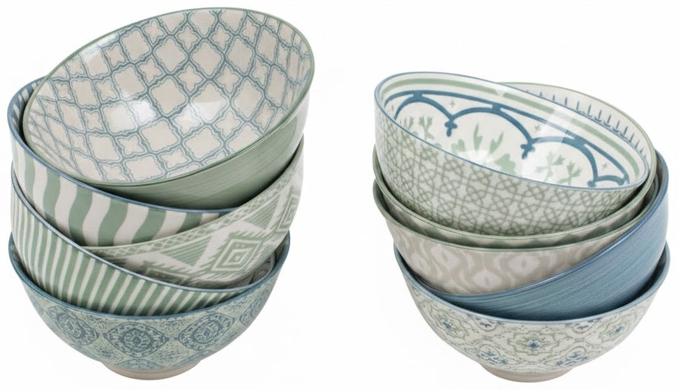 Danny Home 10pcs Botanica Design Ceramic Dinner Bowls 12.5cm/4.75"