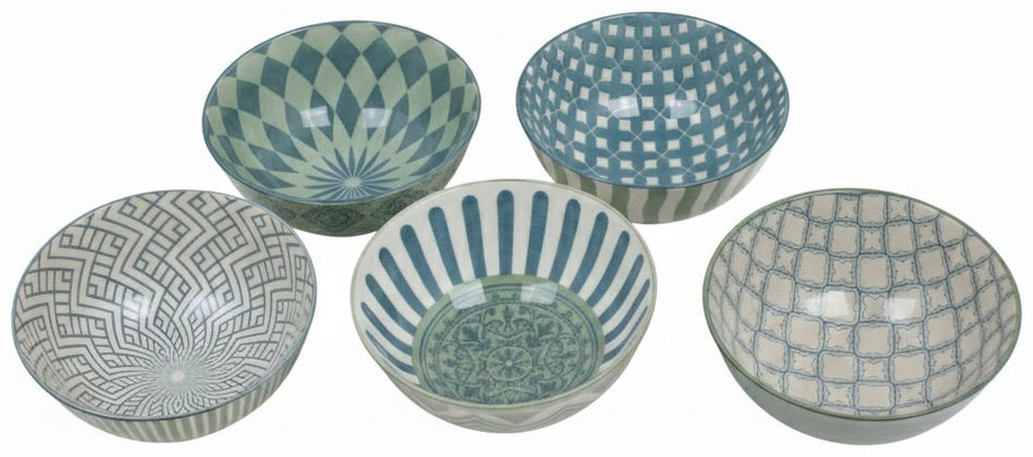 Danny Home 10pcs Botanica Design Ceramic Dinner Bowls 12.5cm/4.75"