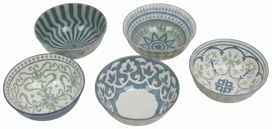 Danny Home 10pcs Botanica Design Ceramic Dinner Bowls 12.5cm/4.75"