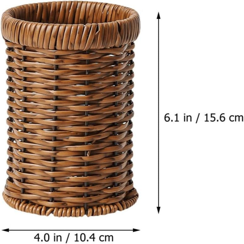 1Pc Rattan Woven Tableware Creative Stationery,Kitchen Accessories Holder