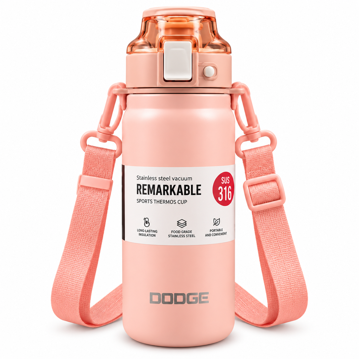 Dodge 600ml Extraordinary Sports Thermos Cup | Pink