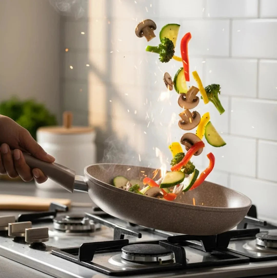 O.M.S Premium Granite Non-Stick Fry Pan - Brown