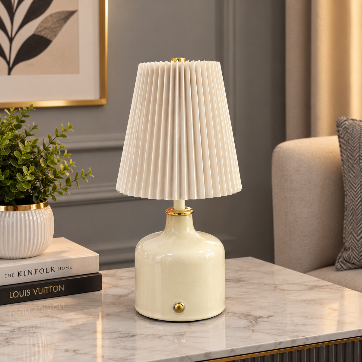 Aurora Pleated Ceramic Table Lamp
