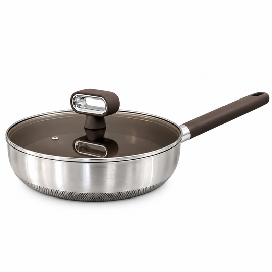 Titanium Coated Stainless Steel Frypan with Glass Lid | 28cm