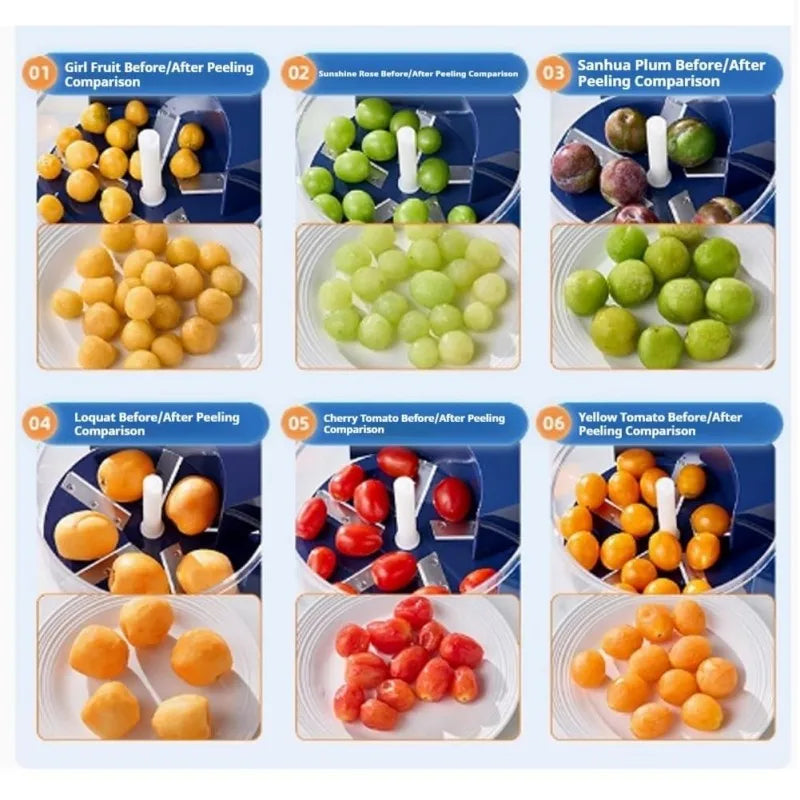 Electric Fruit & Vegetable Peeler – Automatic Hands-Free Peeling for Grapes, Berries & Veggies