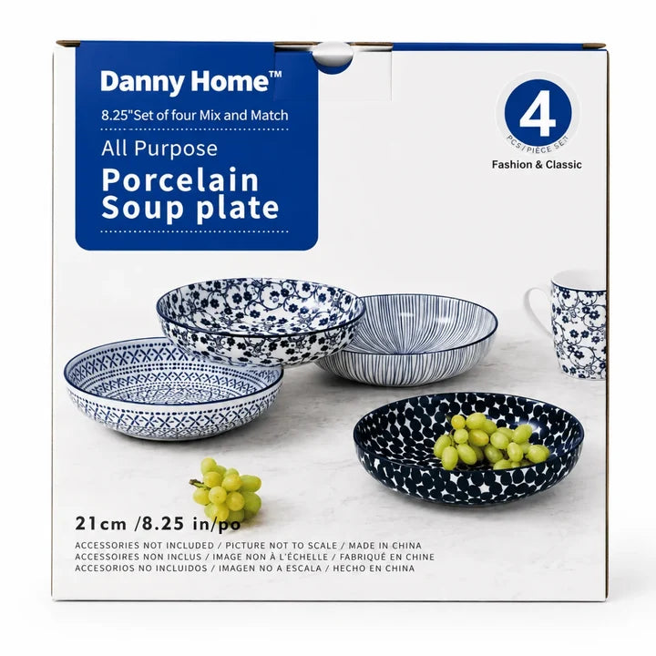 Danny Home 4Pcs Deep Plate Set – 8.25 Inches
