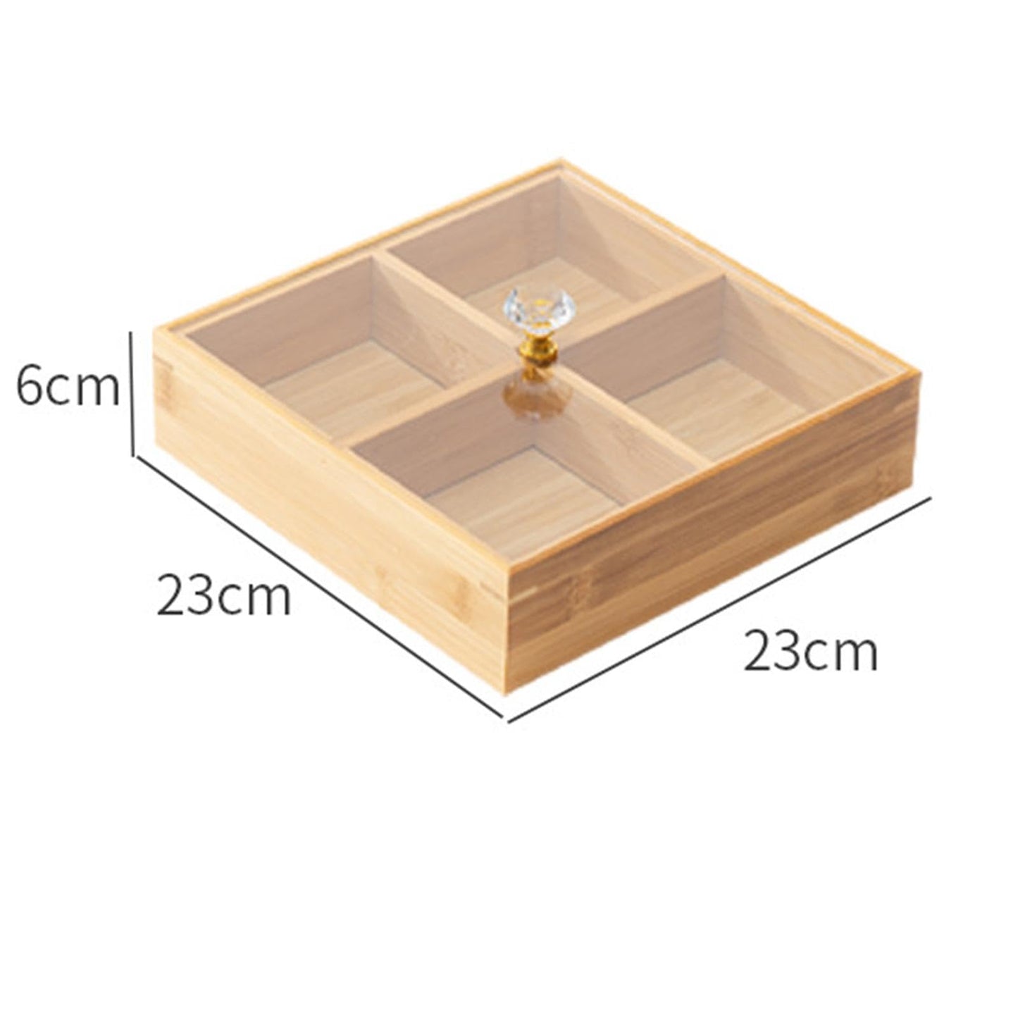 Generic Elegant Wooden Serving Tray with Protective Lid for Snacks and Sweets, 4 Grids