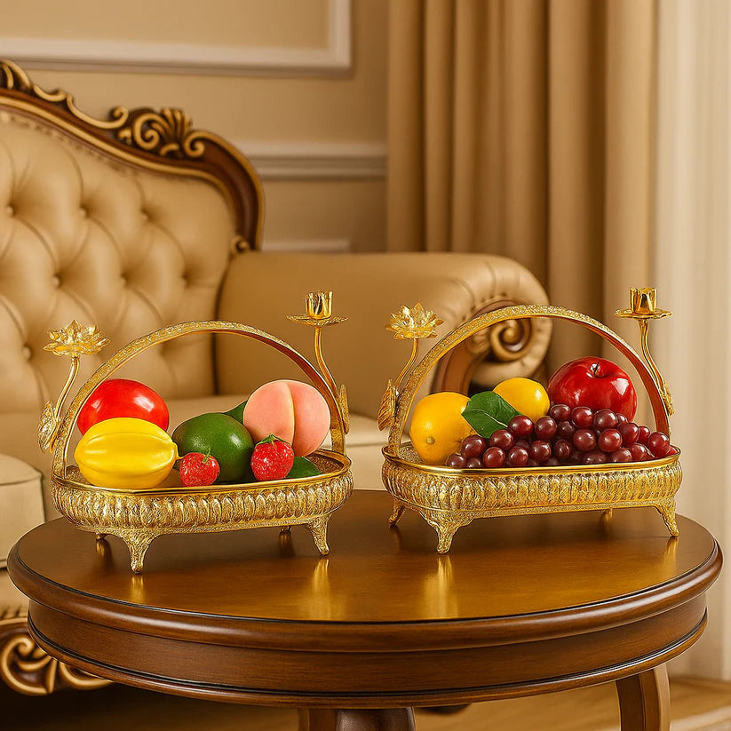 Luxury Gold Basket Tray – Decorative Storage (each)