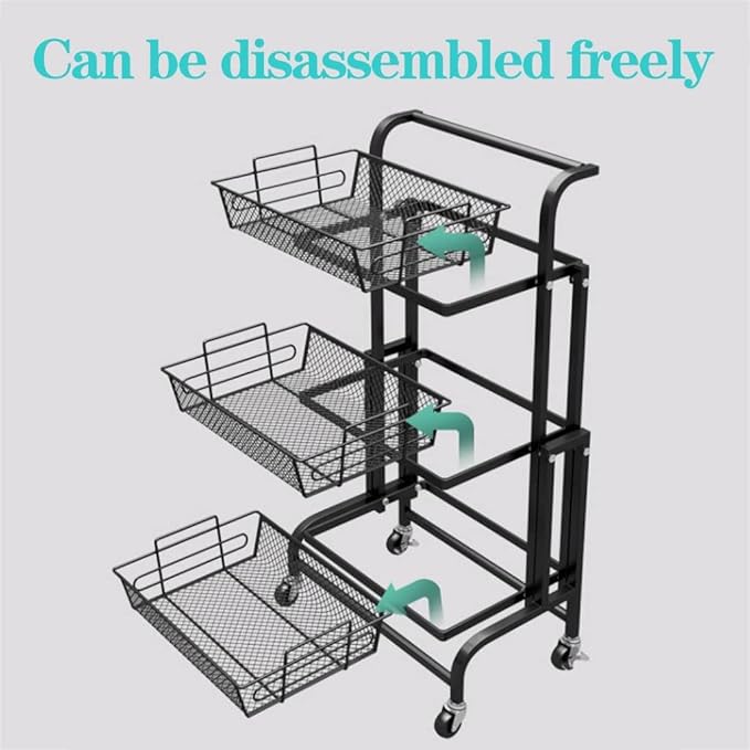 3 Tier Folding Kitchen Storage Trolley
