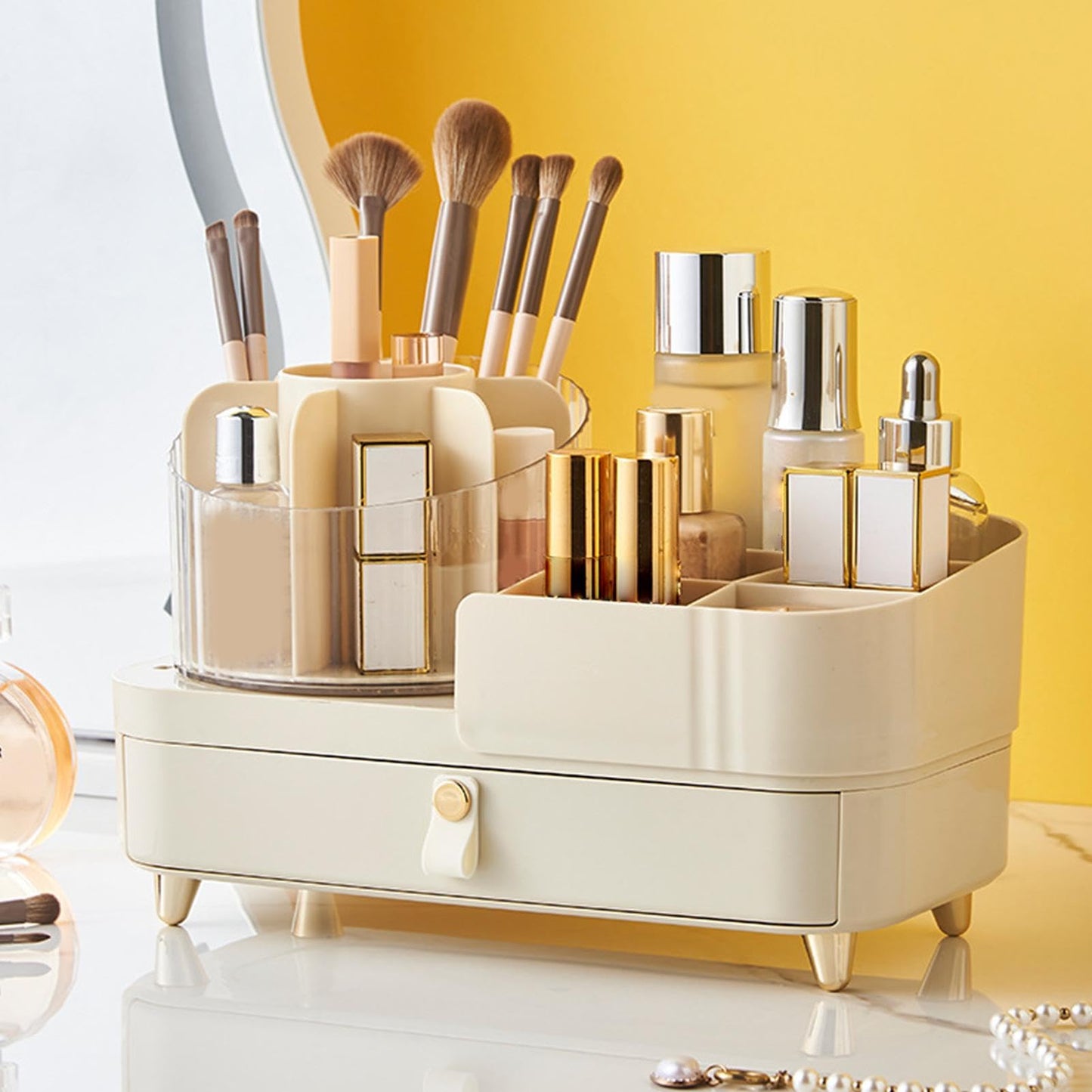 Multipurpose Rotating Makeup Organizers With Adjustable Designs Layers For Efficient Storage Of Beauty Products