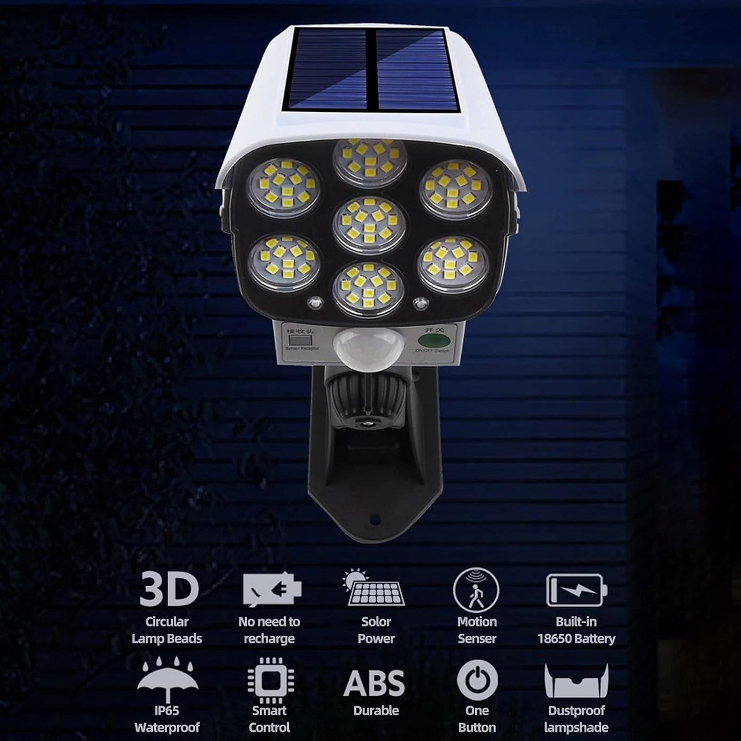 Solar Motion Sensor Security Light (Camera Style, Waterproof)