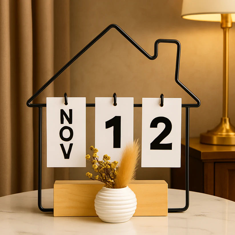 Home Frame Flip Desk Calendar – Wooden Desk Organizer