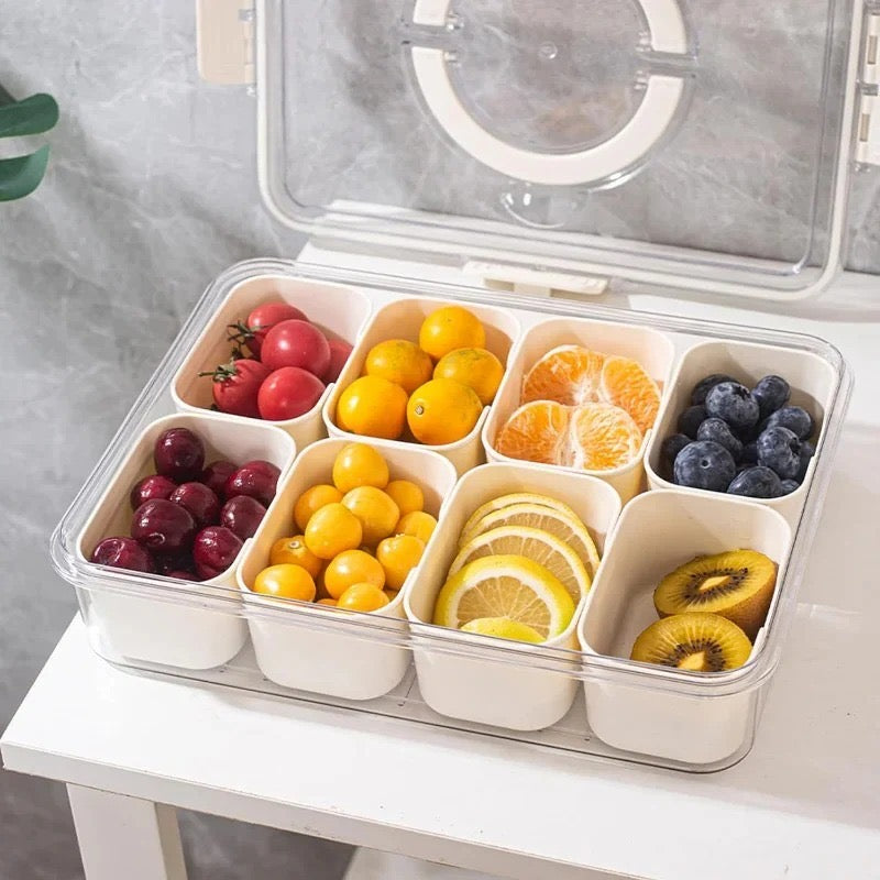 Airtight Food Storage Organizer Box with 8 & 12 Compartments – Snack, Fruit & Vegetable Container