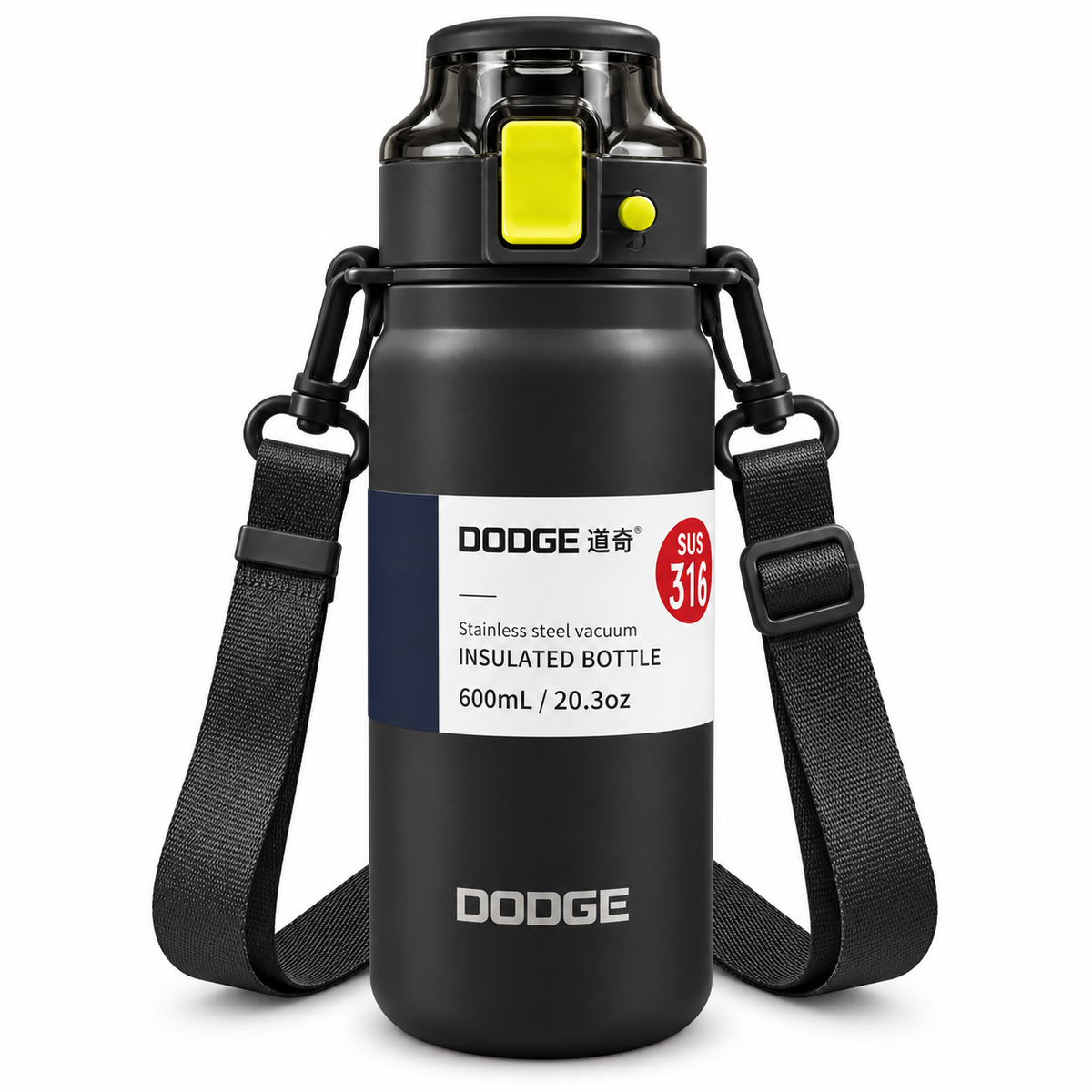 Dodge 600ml Extraordinary Sports Thermos Cup | Matte Black