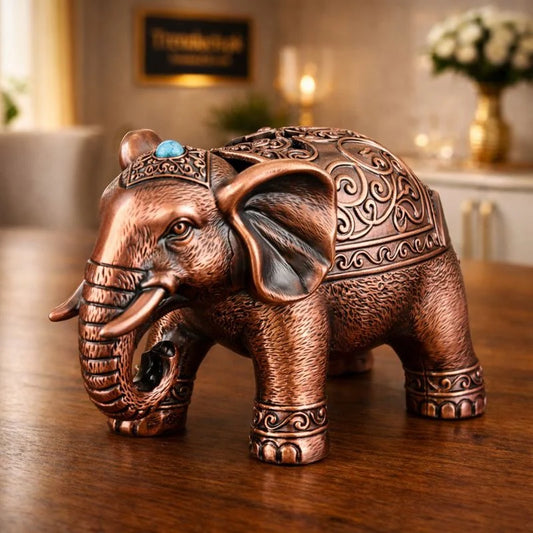 Antique Metal Elephant Ashtray – Windproof Desk Decor