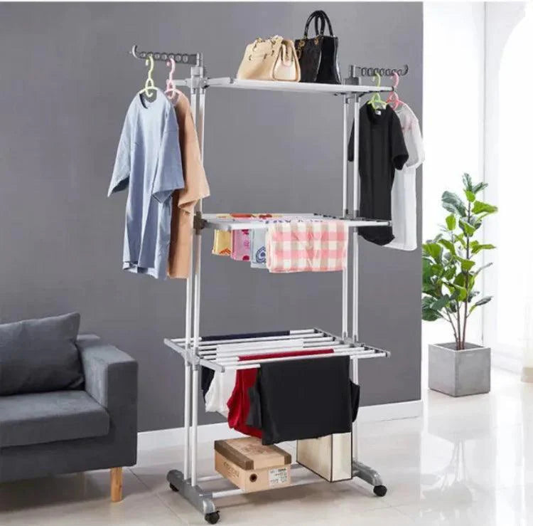 Multifunctional Portable Drying Rack and Clothes Hanger Stand