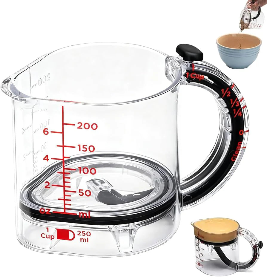 4 in 1 Adjustable Measuring Cup, Multifunctional Kitchen Measuring Cup, Space Saving Measuring Cup