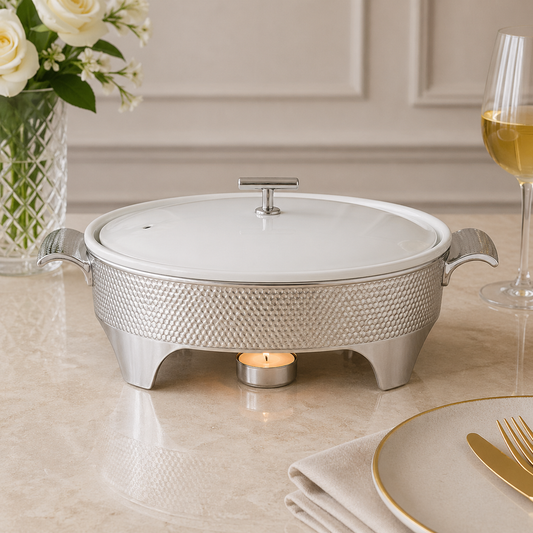 Brilliant Premium 14.5-Inch Round Chafing Dish with Candle Stand