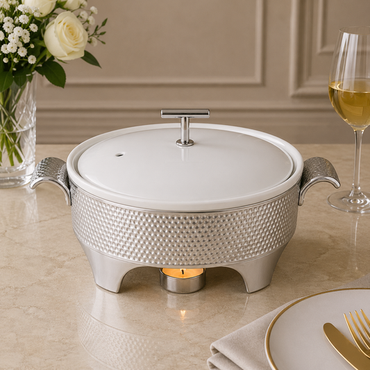 Brilliant Compact 12-Inch Round Chafing Dish with Candle Stand