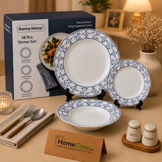 Danny Home 18 Pcs Royal Blue Heritage Dinner Set