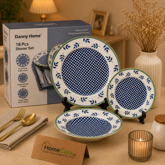 Danny Home 18 Pcs Blue Mosaic Dinner Set
