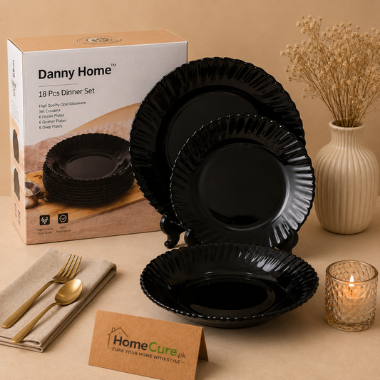 Danny Home 18 Pcs Midnight Black Dinner Set