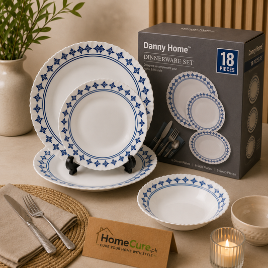 Danny Home Royal Blue Classic 18-Piece Ceramic Dinner Set