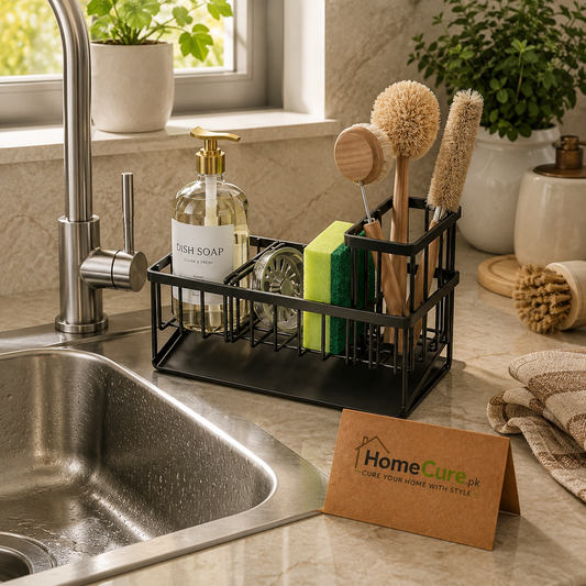Kitchen Sink Organizer Rack – Dish Soap, Sponge & Cleaning Brush Holder
