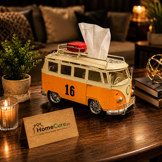 Vintage Van Tissue Box Cover – Retro Bus Decorative Tissue Holder for Office & Home