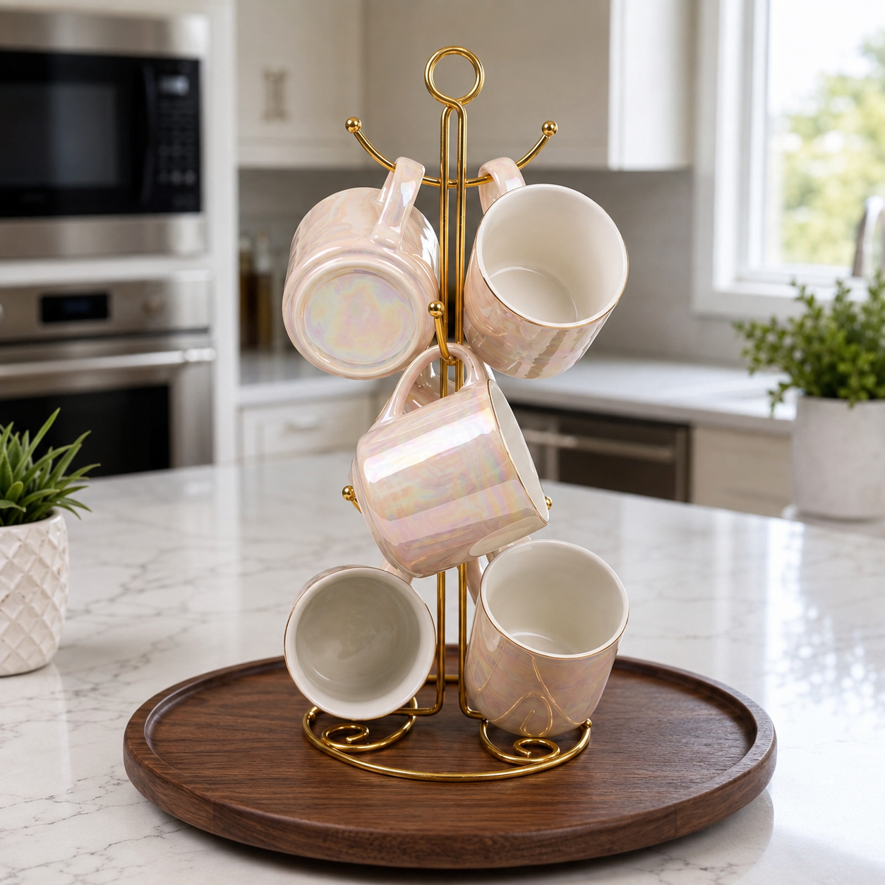 Ceramic Mug Set with Stand