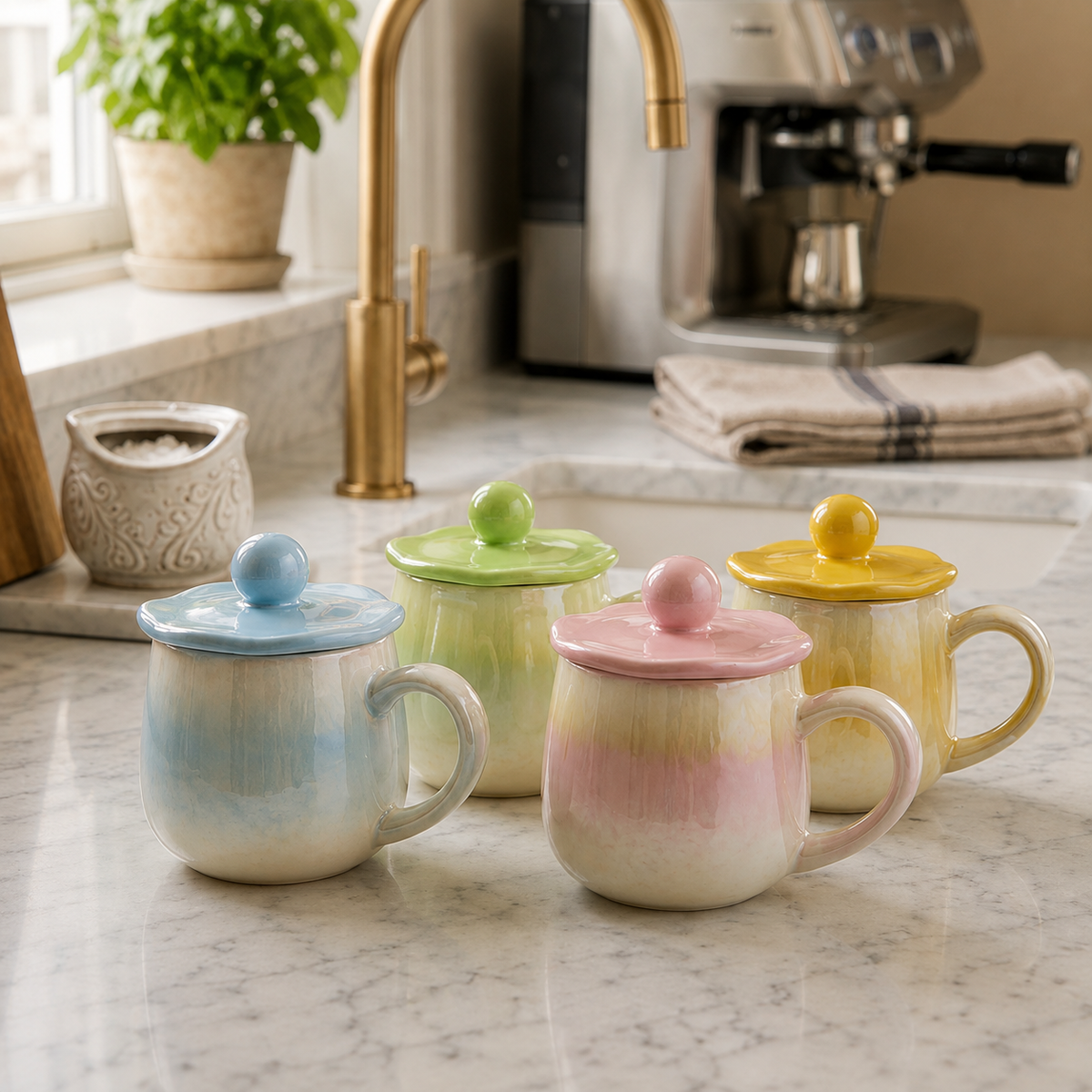 Ceramic Coffee Mug with Lid