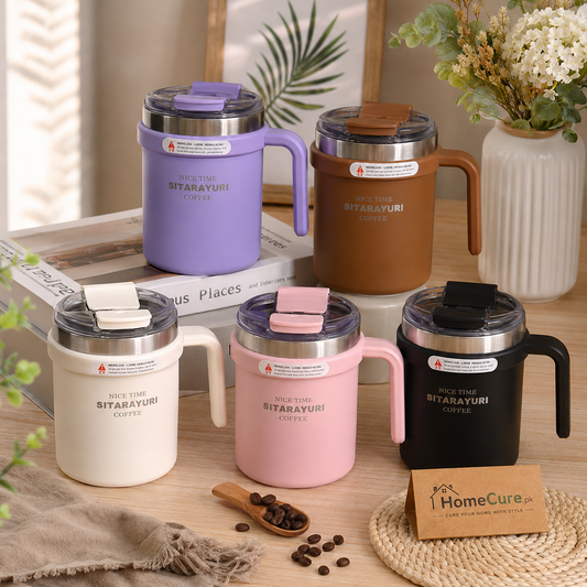 SITARAYURI Spill-Proof Dual-Lid Insulated Stainless Steel Mug – 500ml