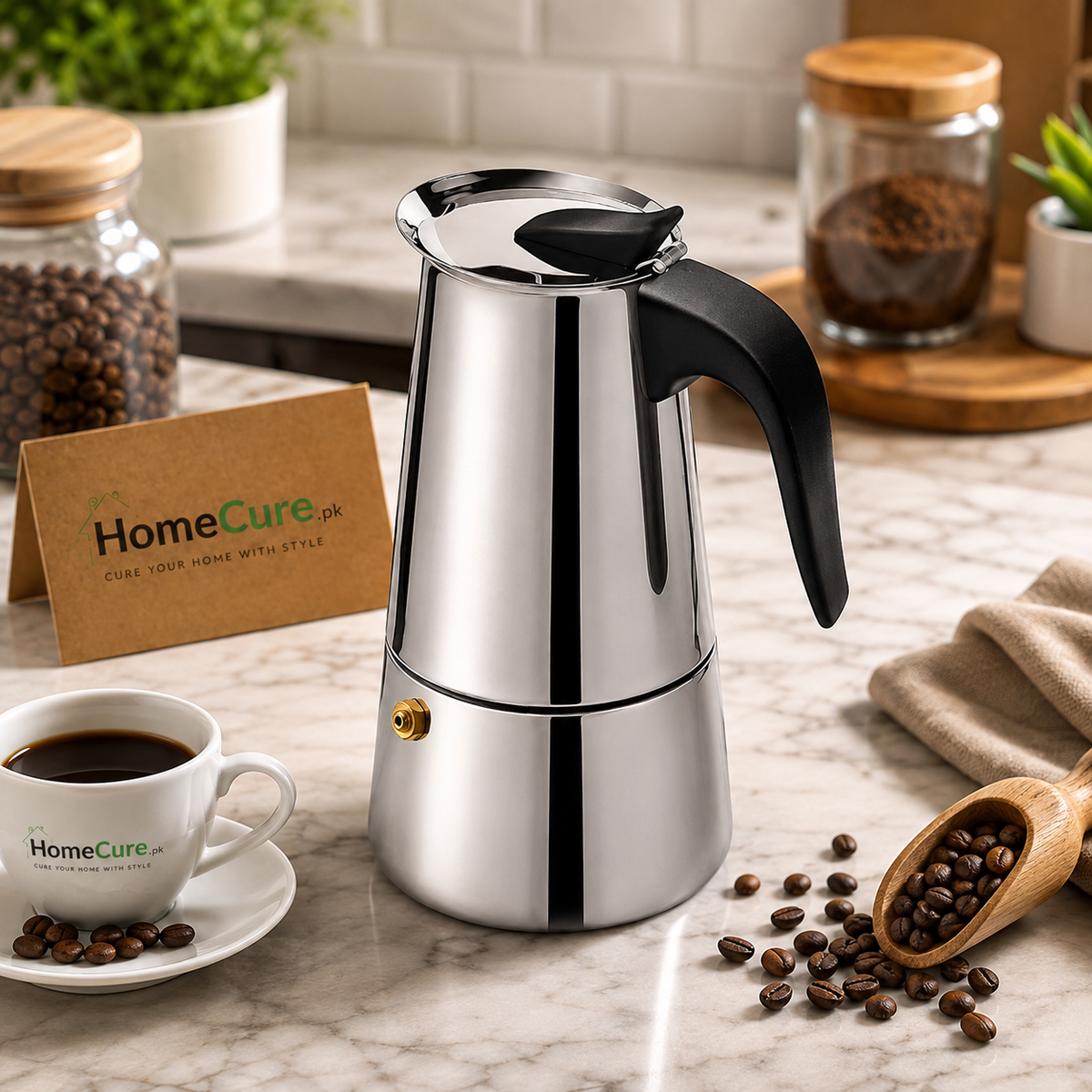 Premium Stainless Steel Moka Pot – Stovetop Espresso Coffee Maker