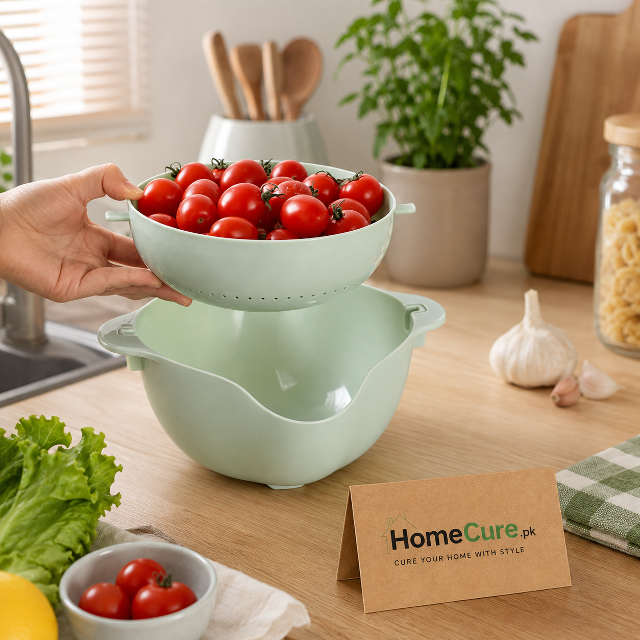 2-in-1 Rotating Wash & Drain Colander Bowl | Vegetable & Fruit Washing Basket