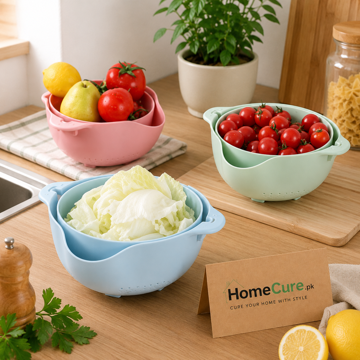 2-in-1 Rotating Wash & Drain Colander Bowl | Vegetable & Fruit Washing Basket