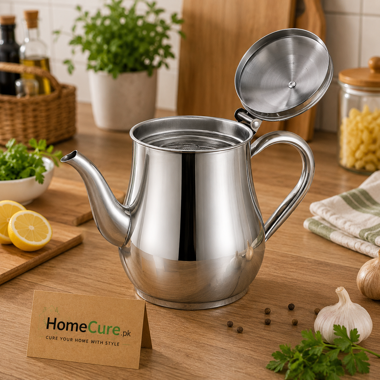 Stainless Steel Oil Filter Pot with Fine Mesh Strainer & Lid | Kitchen Oil Storage Container