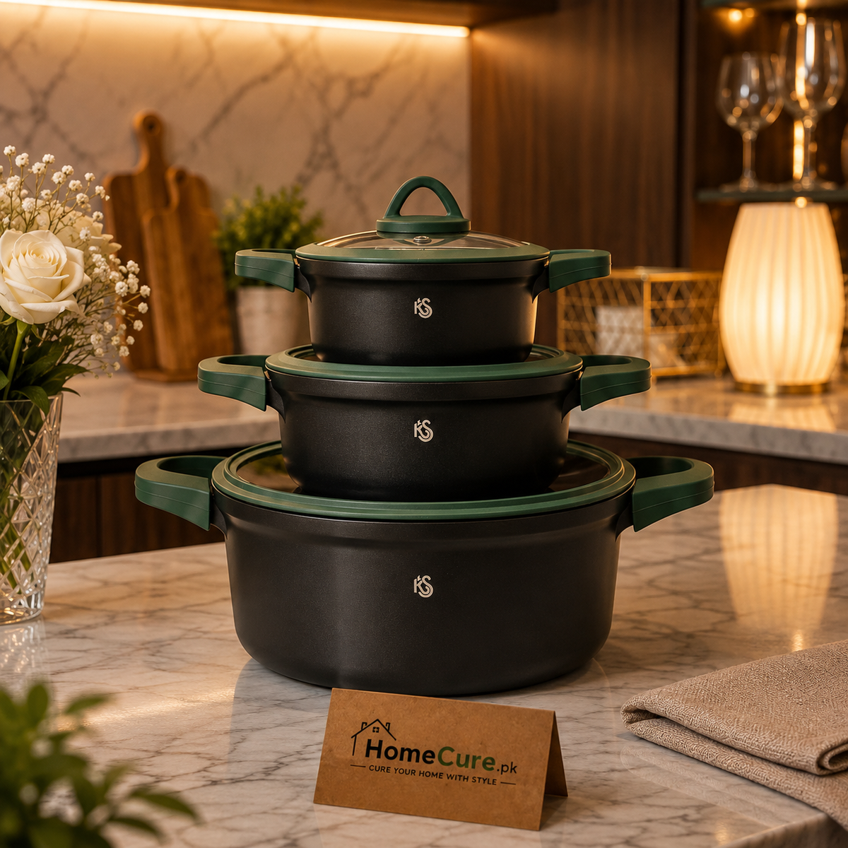 Kitchen Star Non-Stick Cooking Pots Set | Induction Bottom