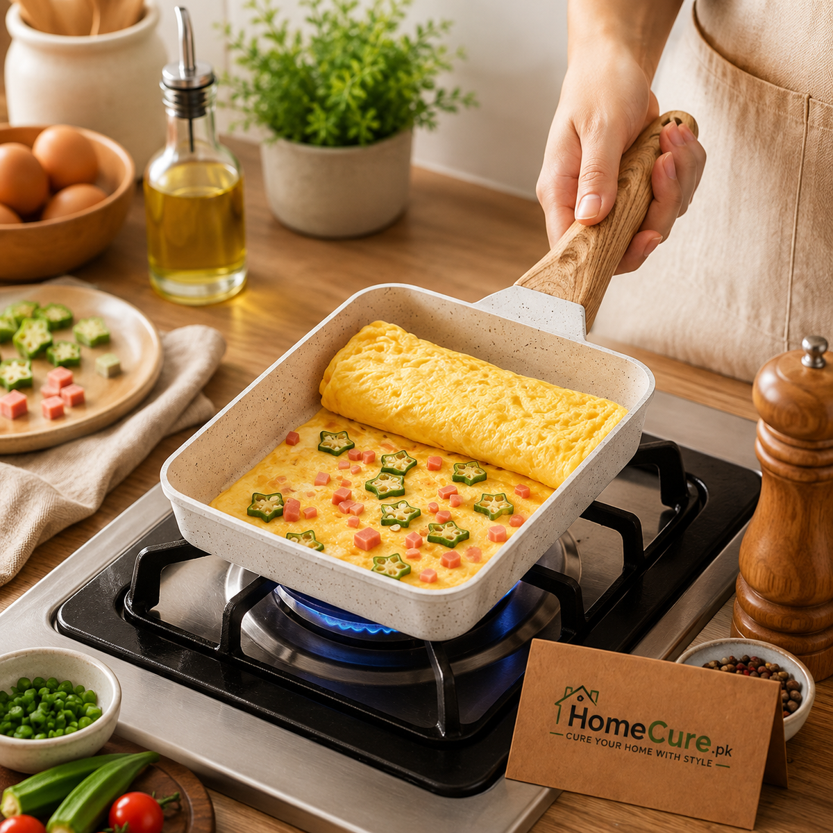 Aron Fry Pan – Square Shape Marble Coating Non Stick Frying Pan
