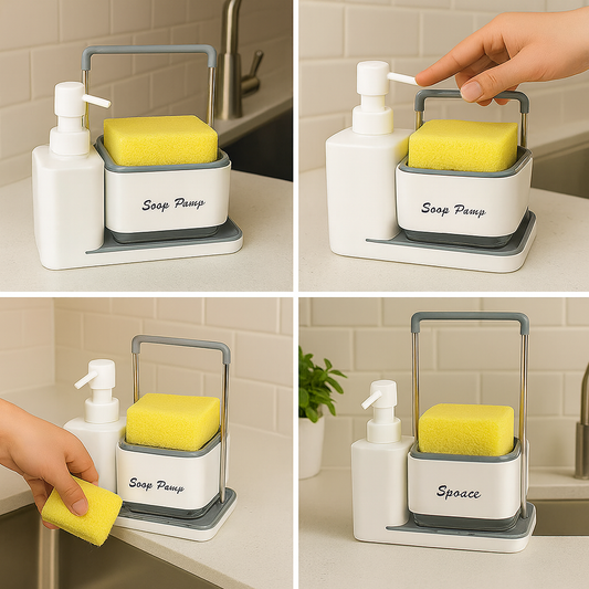 Multi-Functional Kitchen Soap Dispenser with Sponge Holder