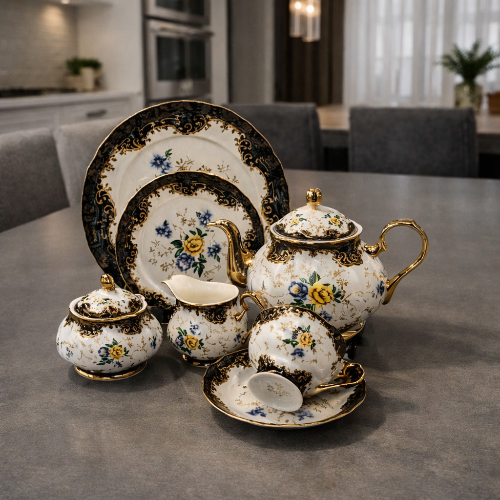 Royal Albert Inspired 24Pcs - Imperial Noir Gold Tea Set