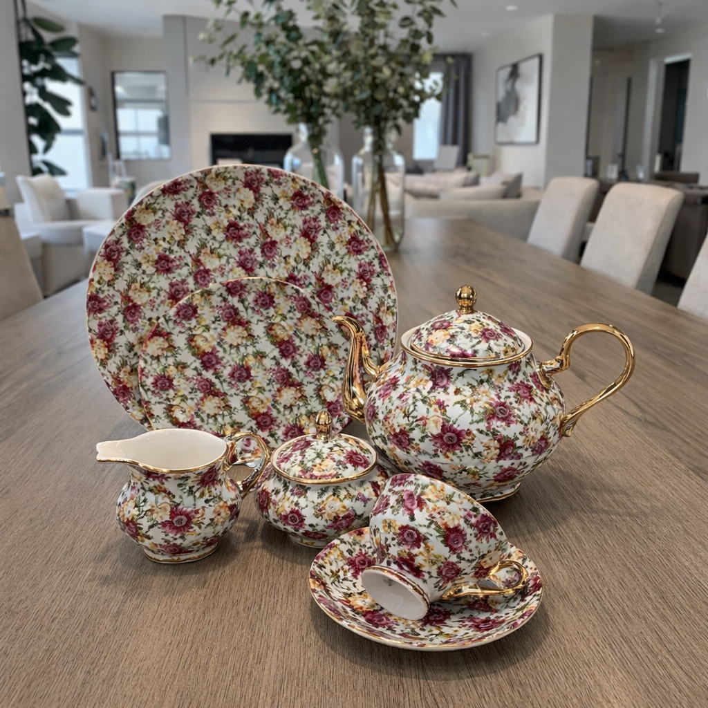 Royal Albert Inspired 24Pcs - Vintage Garden Bloom Tea Set