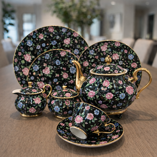 Royal Albert Inspired 24Pcs - Midnight Garden Floral Tea Set