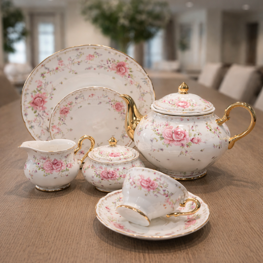Royal Albert Inspired 24Pcs - Pink Rose Elegance Tea Set