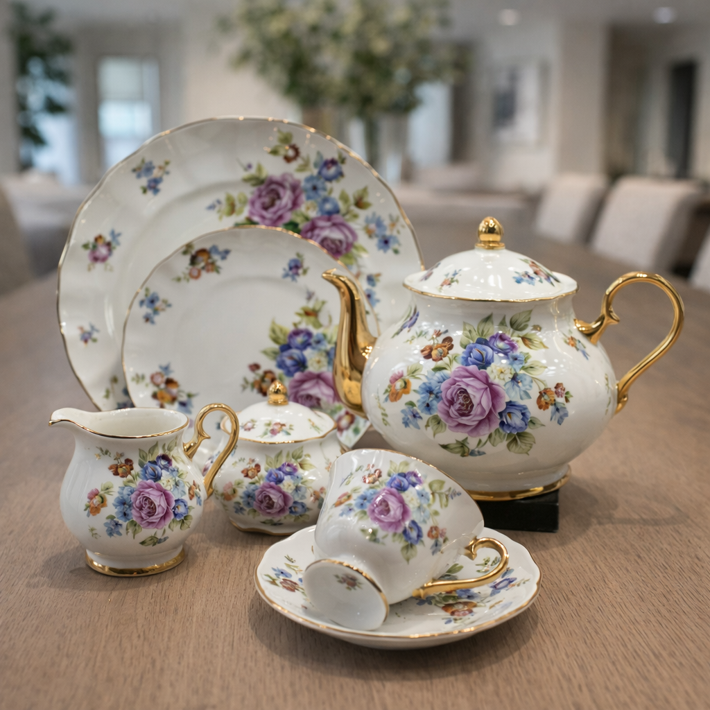 Royal Albert Inspired 24Pcs - Enchanted Garden Floral Tea Set