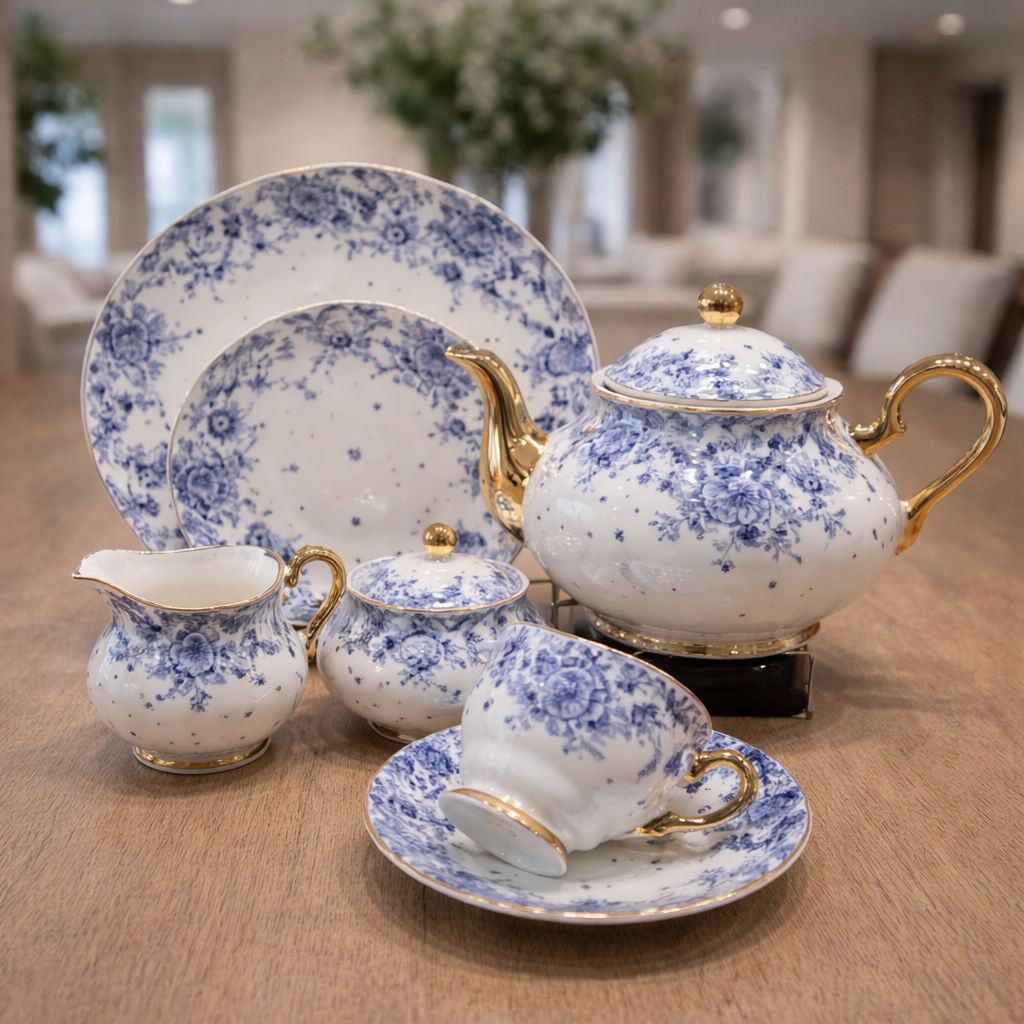 Royal Albert Inspired 24Pcs - Blue Blossom Elegance Tea Set