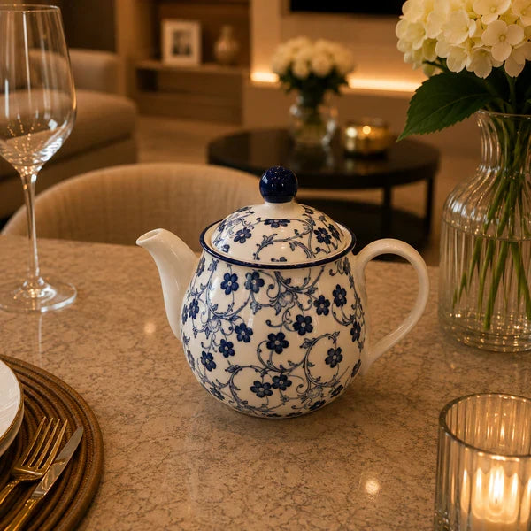 Danny Home Blue Flower 500ml Ceramic Teapot