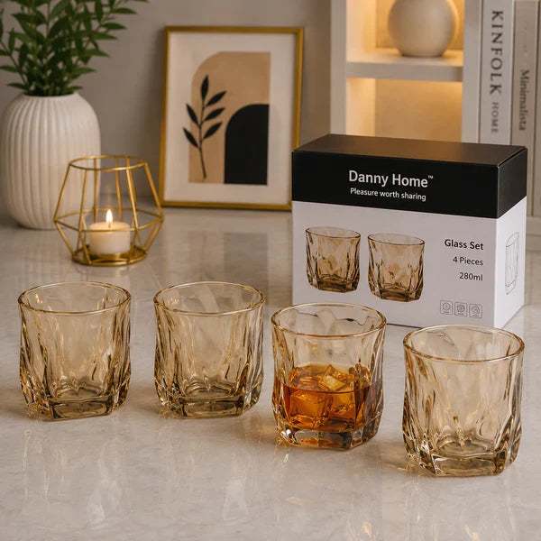 Danny Home Glass Tumbler Set – 280ml (4 Pcs)