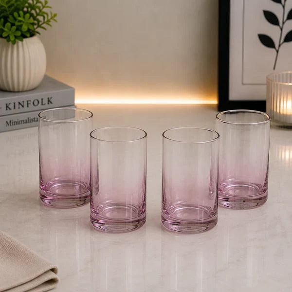 Danny Home Pink Ombre Glass Tumbler Set – 410ml (4 Pcs)