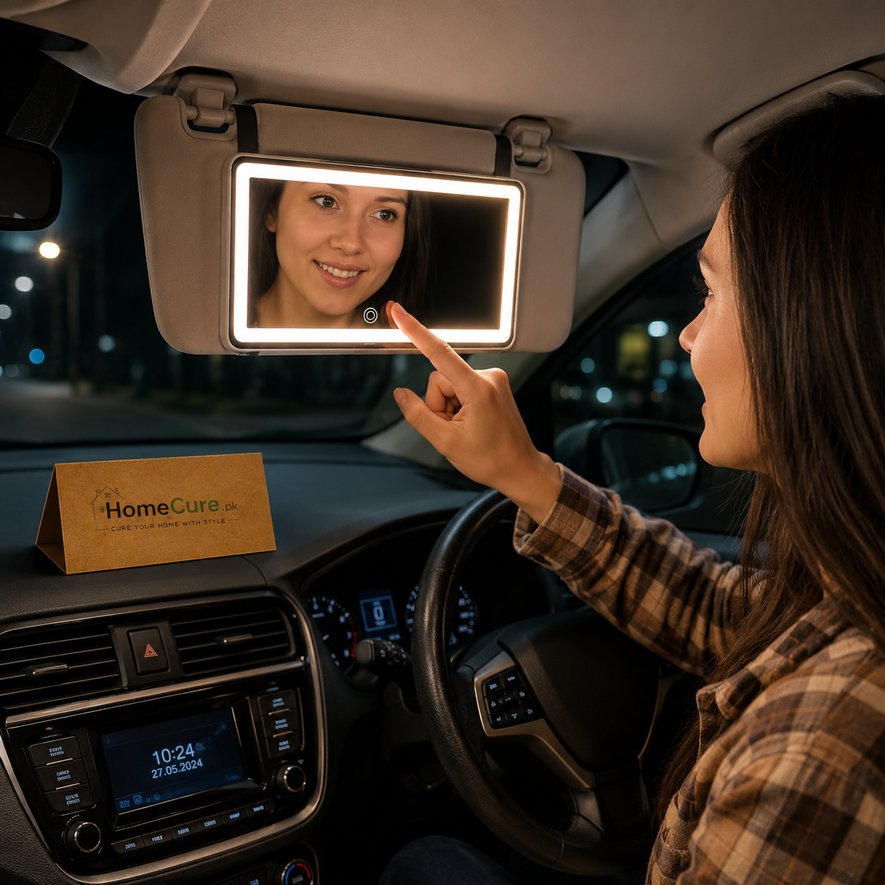 LED Car Sun Visor Vanity Mirror with Touch Light | USB Rechargeable Makeup Mirror | Universal Car Mirror for Women