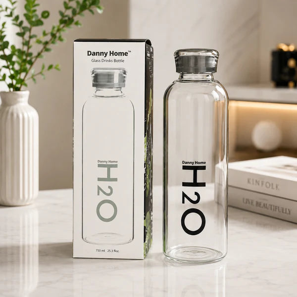 Danny Home Glass Drink Bottle – 750ml (Grey)